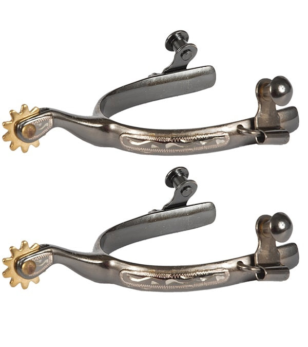 Jacks Roping Spurs with Engraved Oval Band – HorseLoverZ